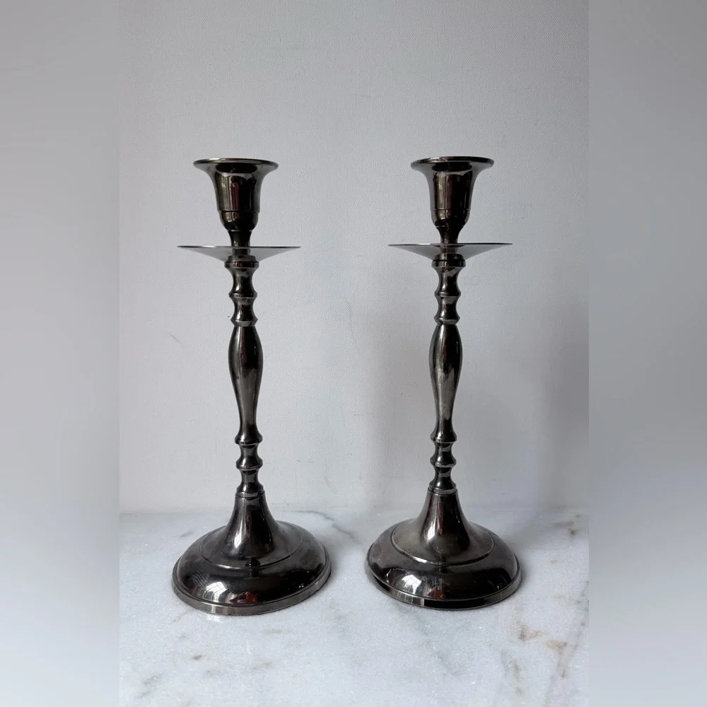 Elegant Silver Candlestick Holders set of 2. 9.5” high
